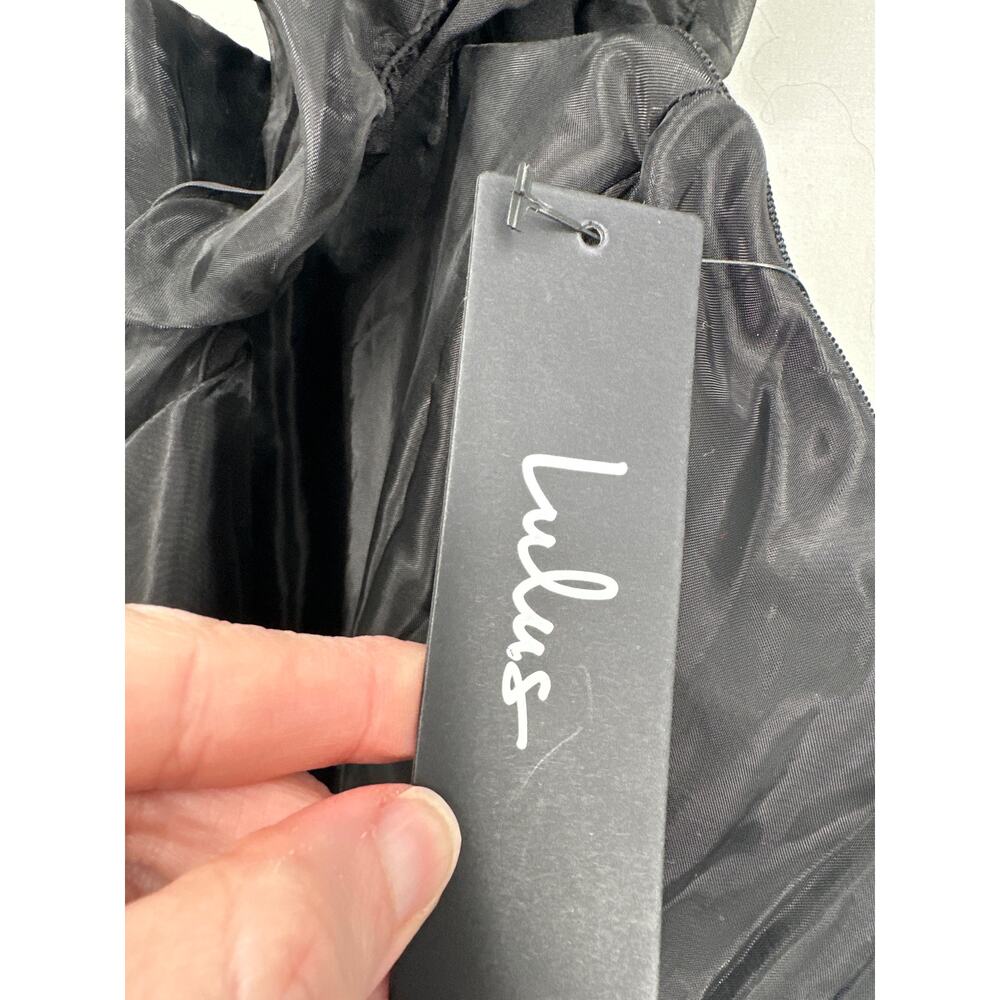 Lulus Dress Small Black Maxi Organza Off Shoulder Ruffle Event Party Sleek Slit - Picture 5 of 9